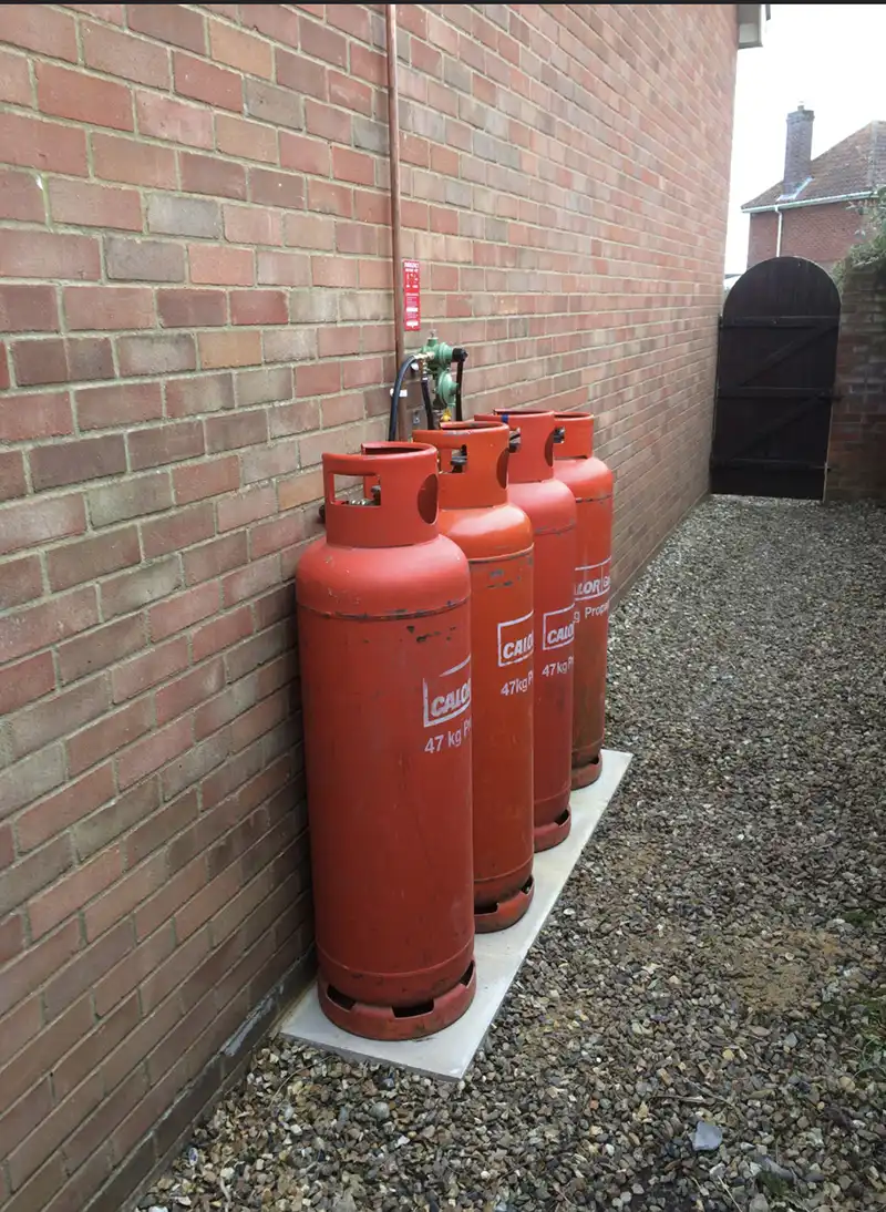 LPG cylinders, auto change over valve and secure base installation