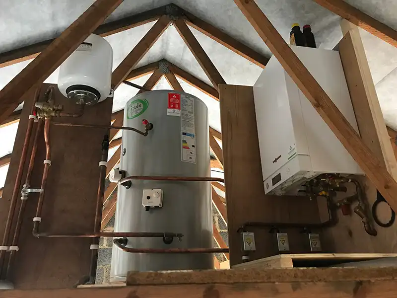 Boiler and unvented cylinder installation into loft space