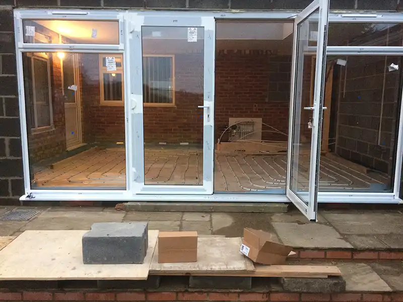 Underfloor heating installation into extension
